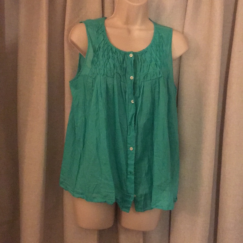 Jcrew green sleeveless blouse